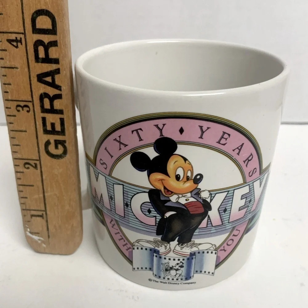 🌺VINTAGE 1988 DISNEY MICKEY MOUSE “60 YEARS WITH YOU” ANNIVERSARY LARGE MUG EUC - Picture 10 of 12